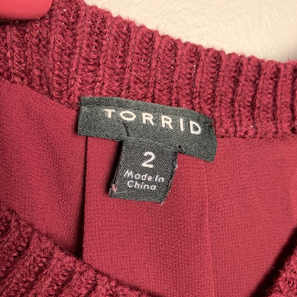 Torrid Burgundy Cable Knit 2fer Sweater Sz2/2X - Picture 4 of 8